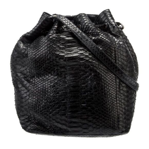 HUNTING SEASON Python Black Bucket Bag - Picture 3 of 8